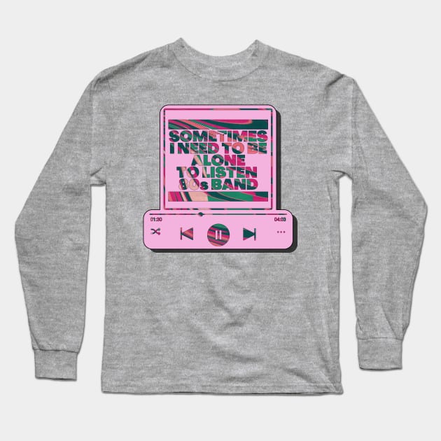 80s band listen alone art pink liquify Long Sleeve T-Shirt by lord cobra